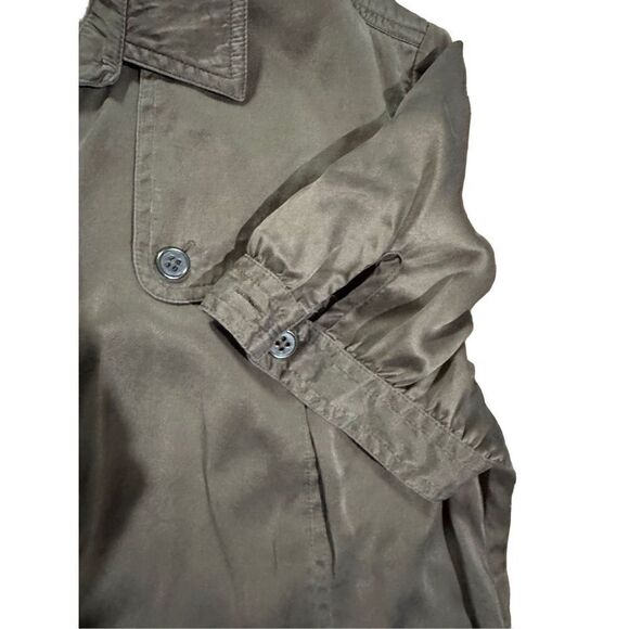 Ann Taylor 100% Silk Bronze Brown Cargo Utility Shirt Dress sz 14 - Picture 6 of 11
